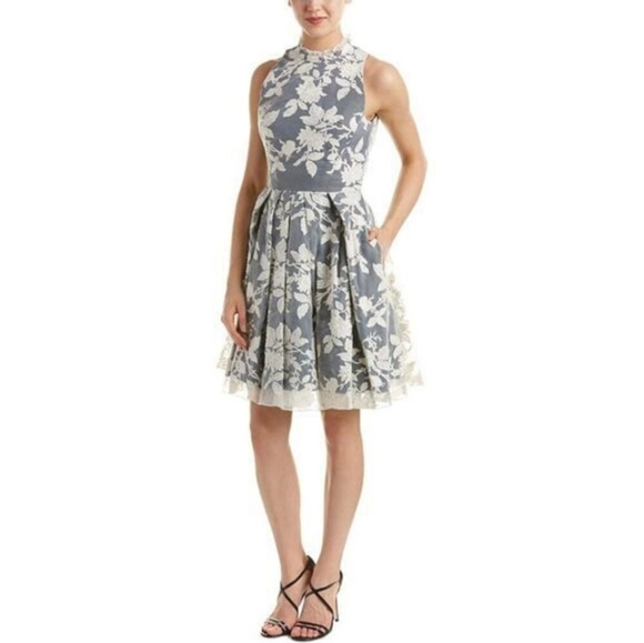 ERIN by Erin Fetherston Black  and Cream Floral Midi Dress Size 8 - Picture 3 of 11